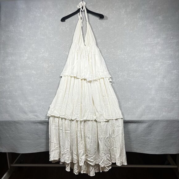 Anthropologie PQ Swim Dolce Chiara Maxi Dress XS/Small Beige Tiered Spring $154 - Picture 1 of 11